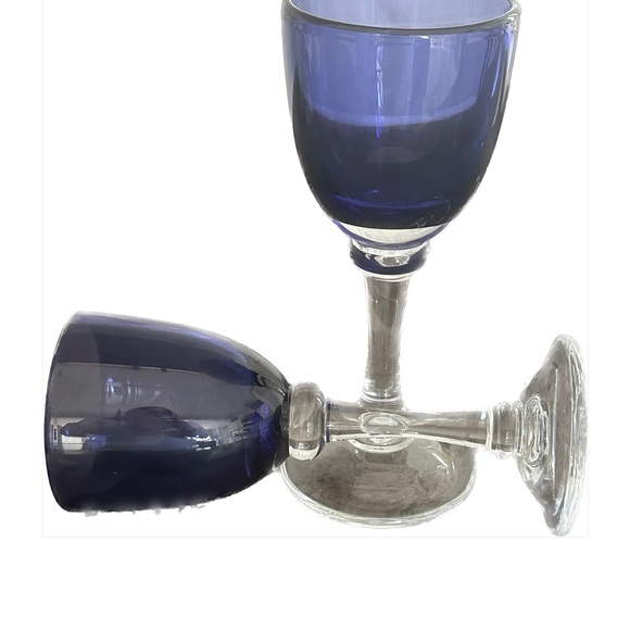 Vintage deep blue heavy wine glasses.  Set of 2. - Picture 2 of 2